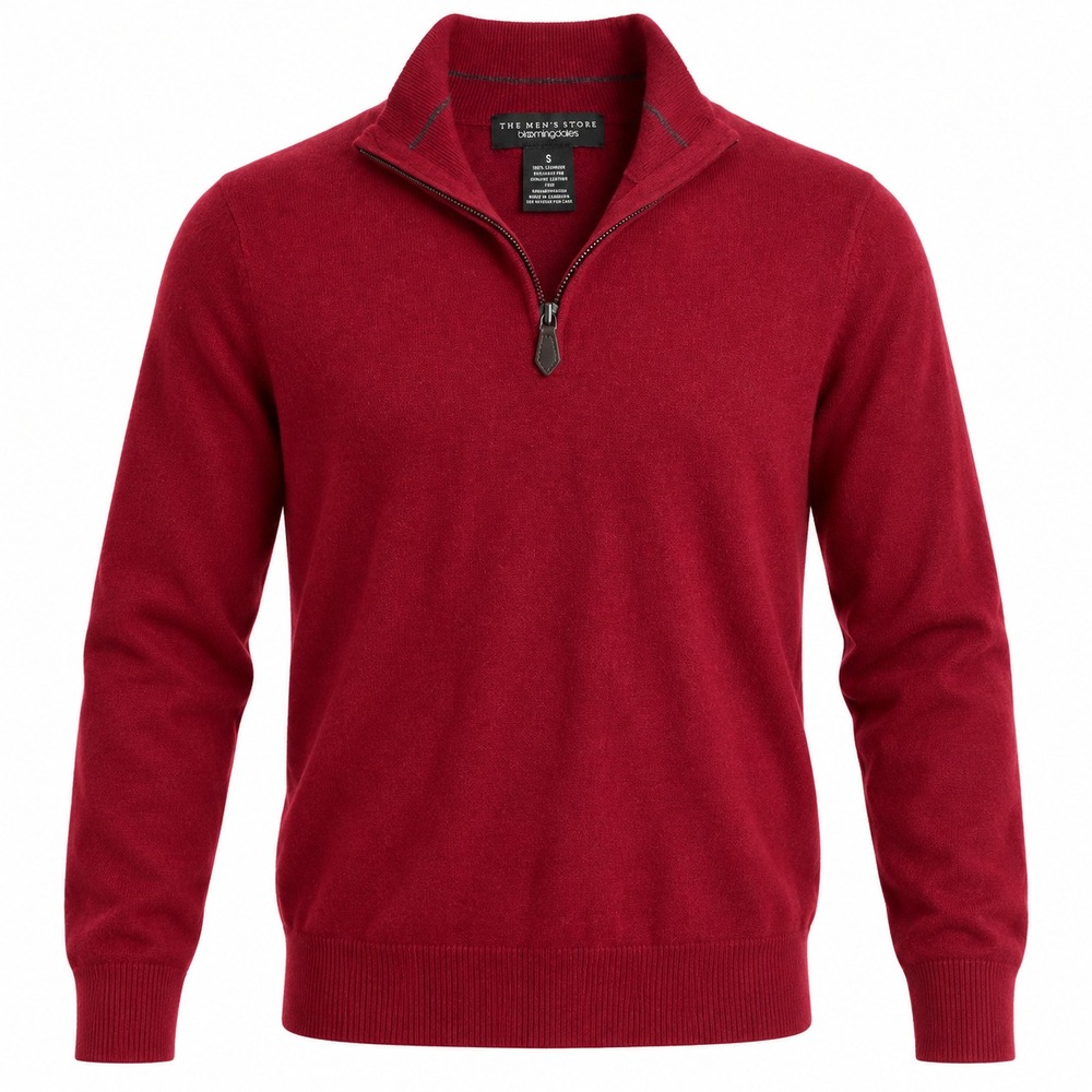 THE MEN'S STORE BLOOMINGDALE'S 100% Cashmere 1/4 Zip Sweater Mens Sz S Burgundy